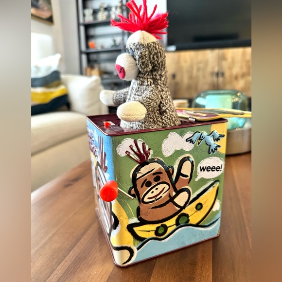 Sock Monkey Jack in the Box - Picture 3 of 9